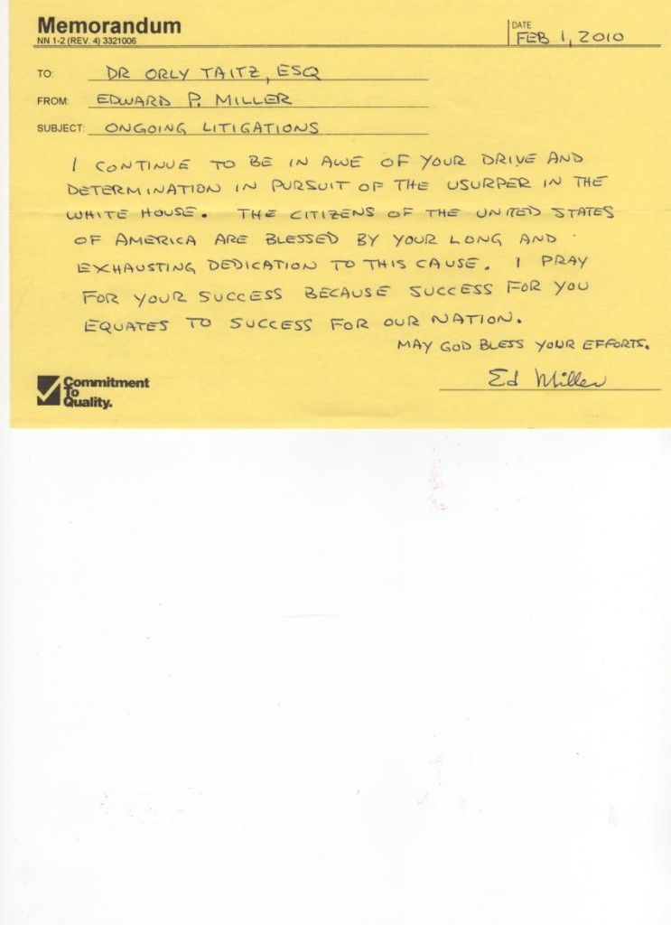 Letter from supporter Ed Miller Letter from supporter Ed Miller