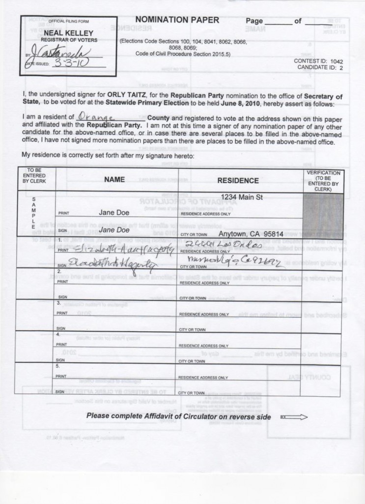 Nominating form 1