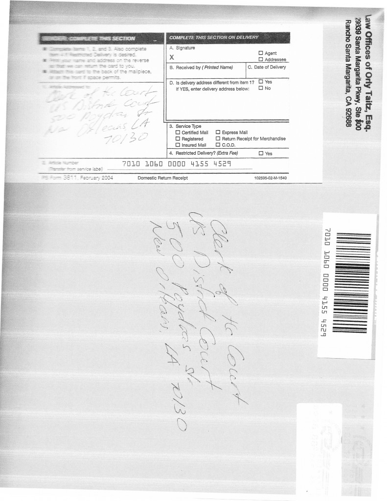 envelope sent to LA