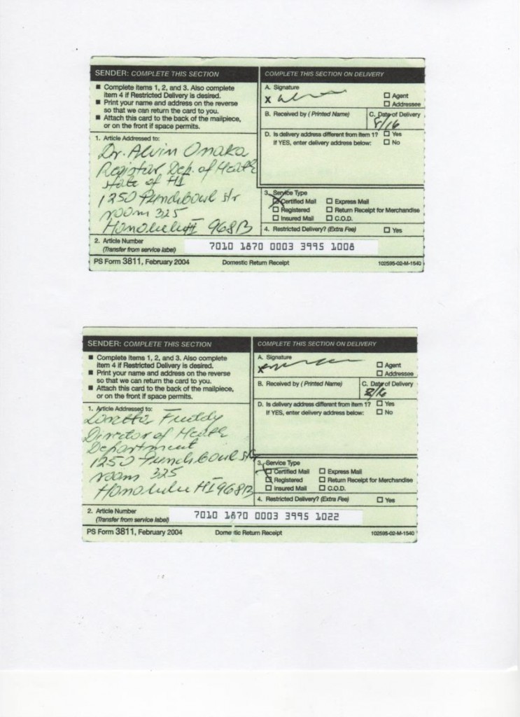 Proof of service Fuddy, Onaka