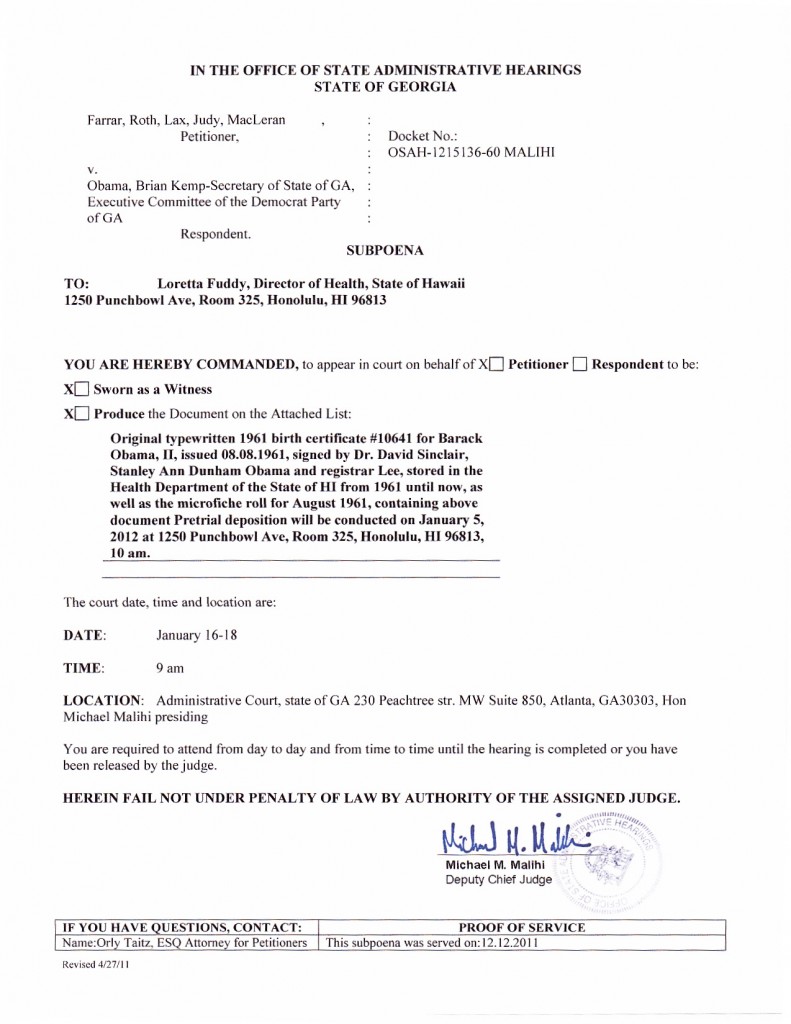 Subpoena Fuddy full