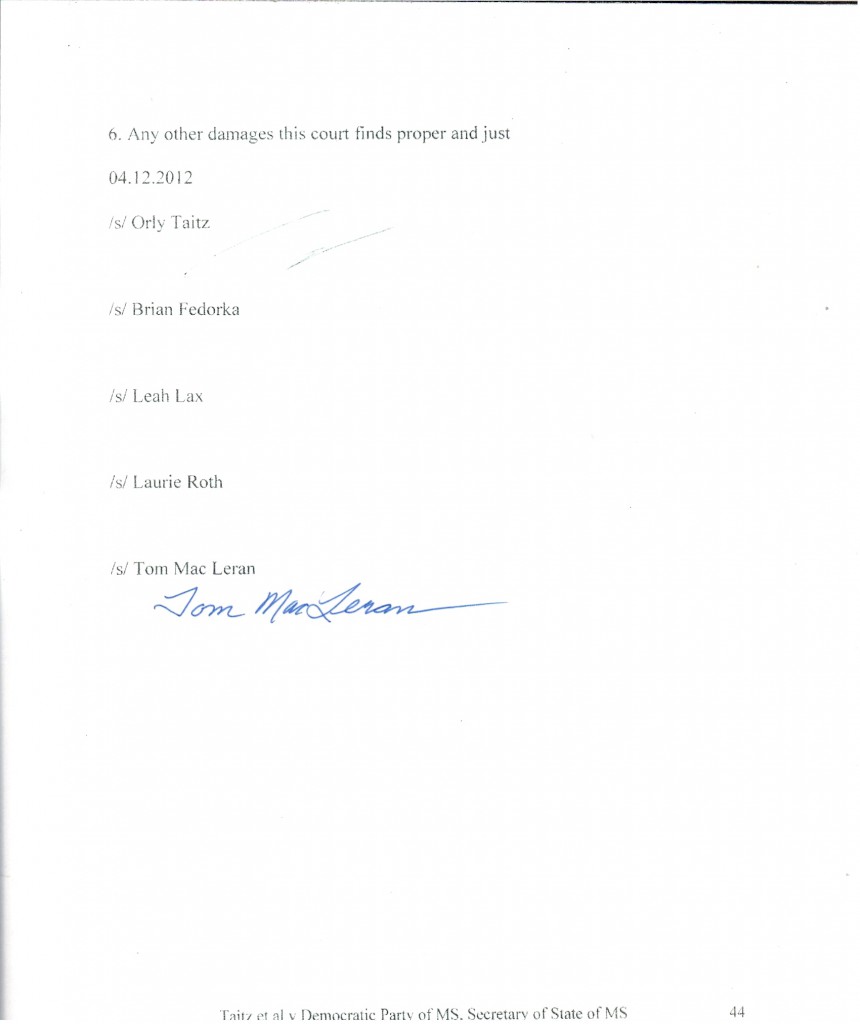 MS Signature of Presidential candidate MacLeran