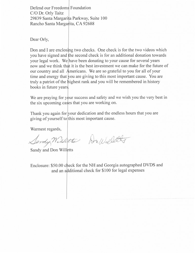 Letter from Supporters