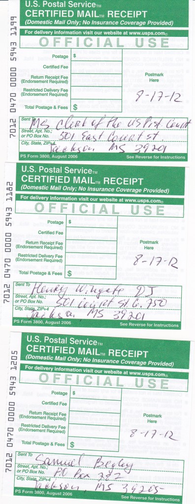 MS Motion to expedite certified mail receipt