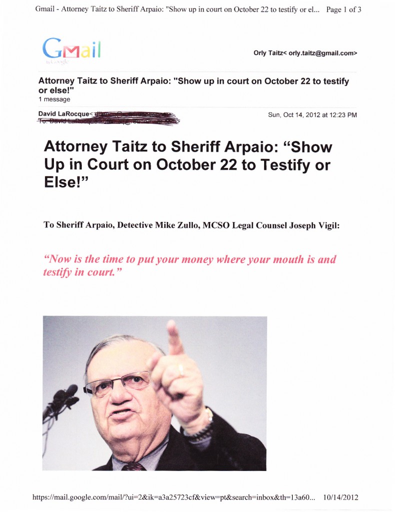 Sheriff arpaio, testify or else