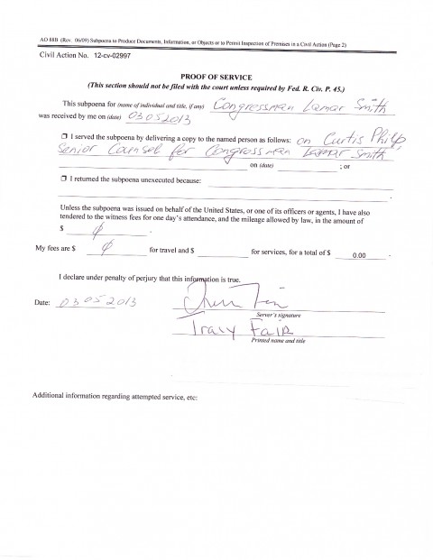 Redacted proof of service Lamar smith