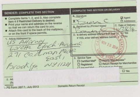 Loretta Lynch proof of service